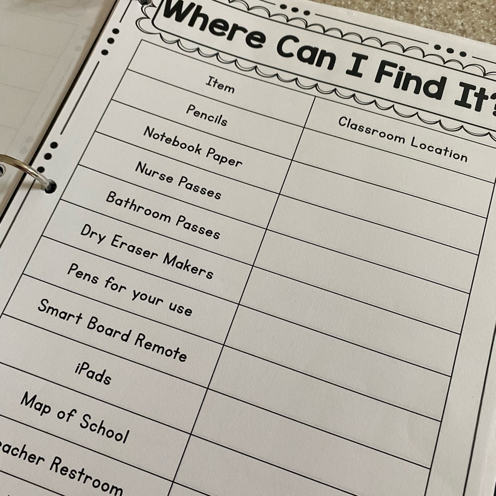 TEACHER GRAB BAG Substitute Teacher Binder - Picture 12 of 15